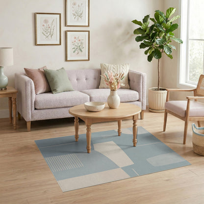 Modern Geometric Blue Area Rug