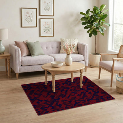 Red Geometric Modern Area Rug