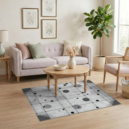 Geometric Modern Dot Black White Geometric Dot Area Rug