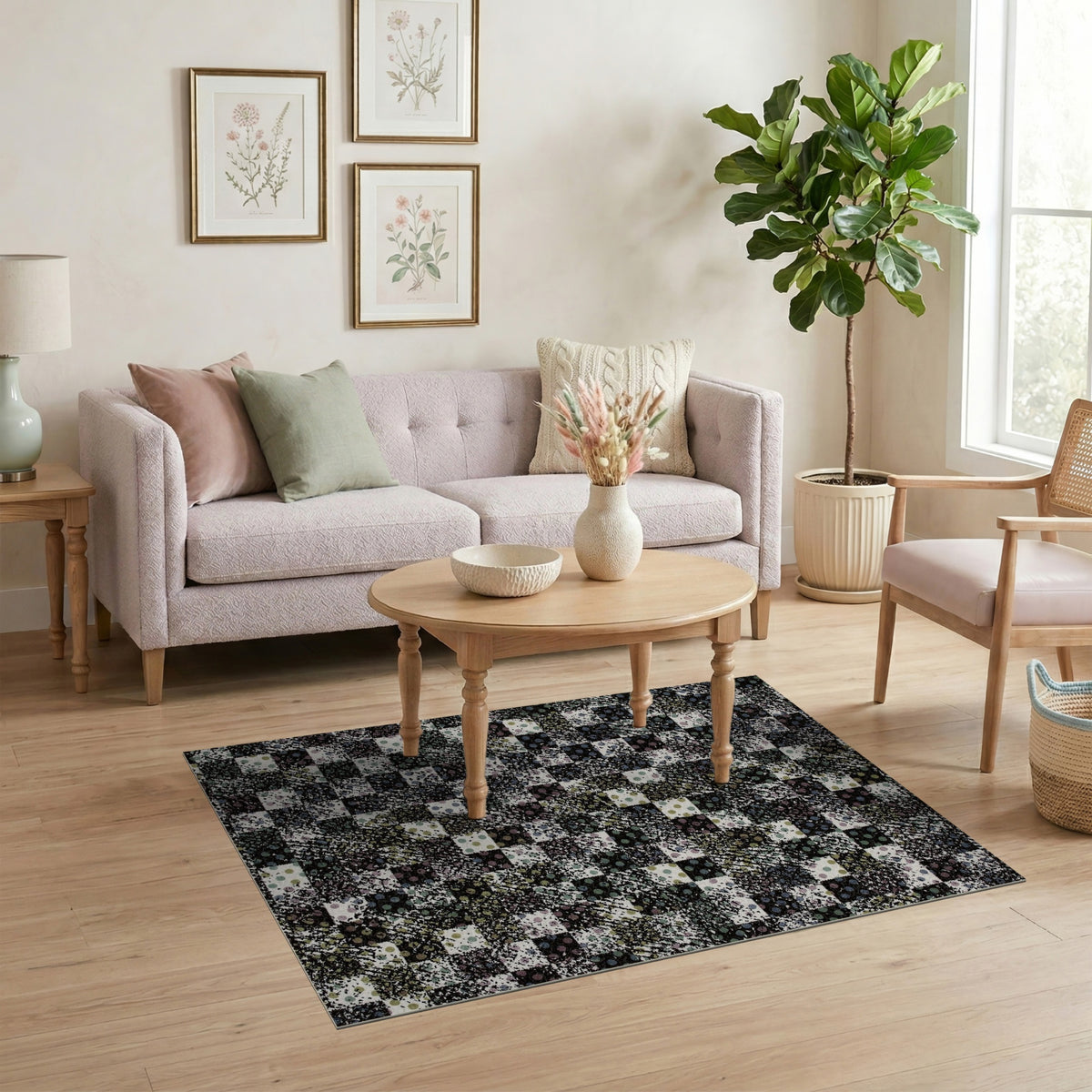 Multi-Color Checkered Geometric Area Rug