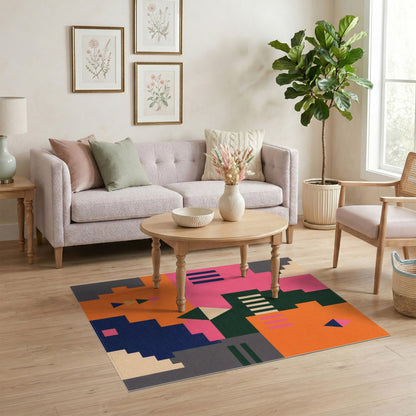 Bold Geometric Multi-Color Area Rug