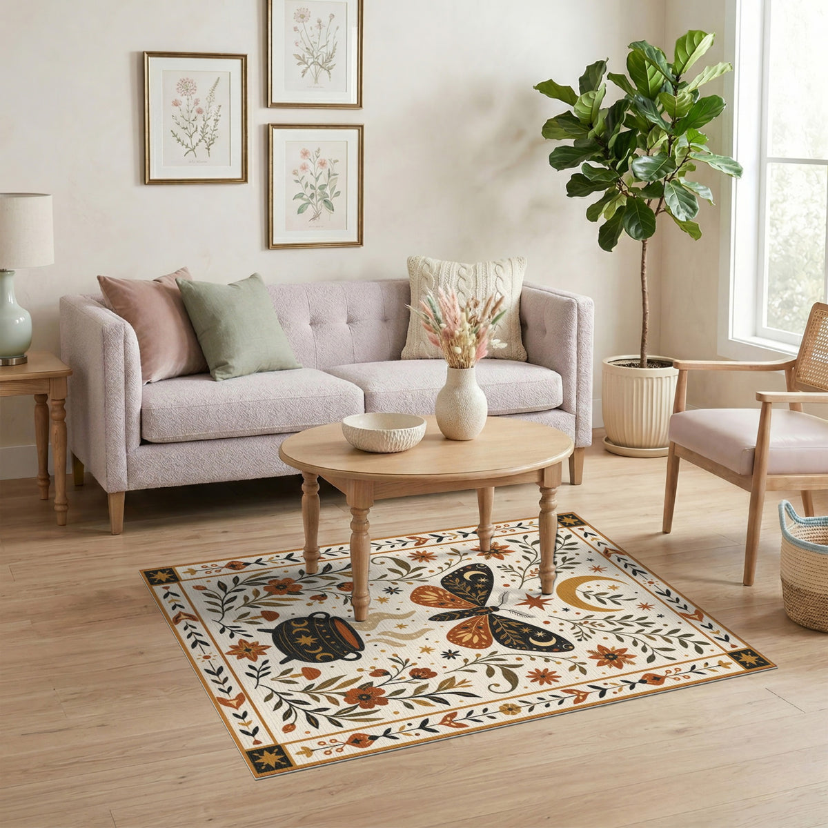 Boho Moth Cauldron Area Rug