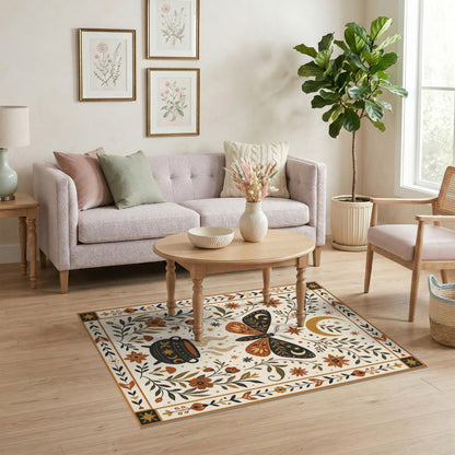 Boho Moth Cauldron Area Rug