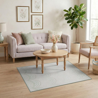 Soft Green Scallop Wave Area Rug