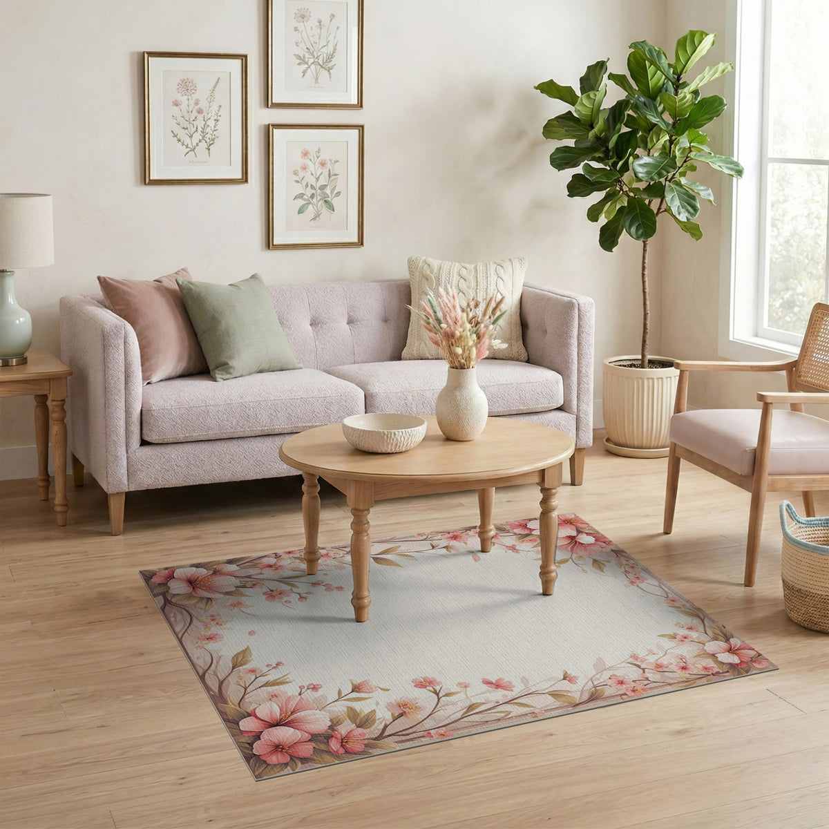 Pink Floral Vintage Washable No. 31 Area Rug