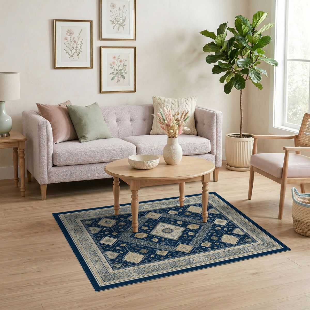 Navy Blue Persian Medallion No. 29 Area Rug