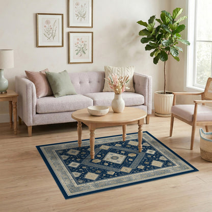 Navy Blue Persian Medallion No. 29 Area Rug