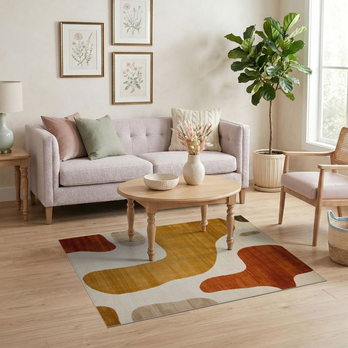 Abstract Area Organic Abstract Brown Area Rug