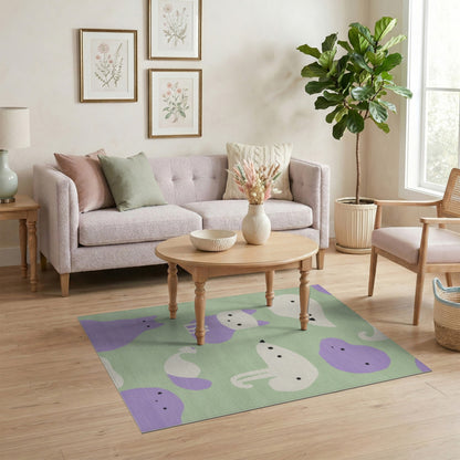 Purple Animal Friends Kids Cartoon Rug