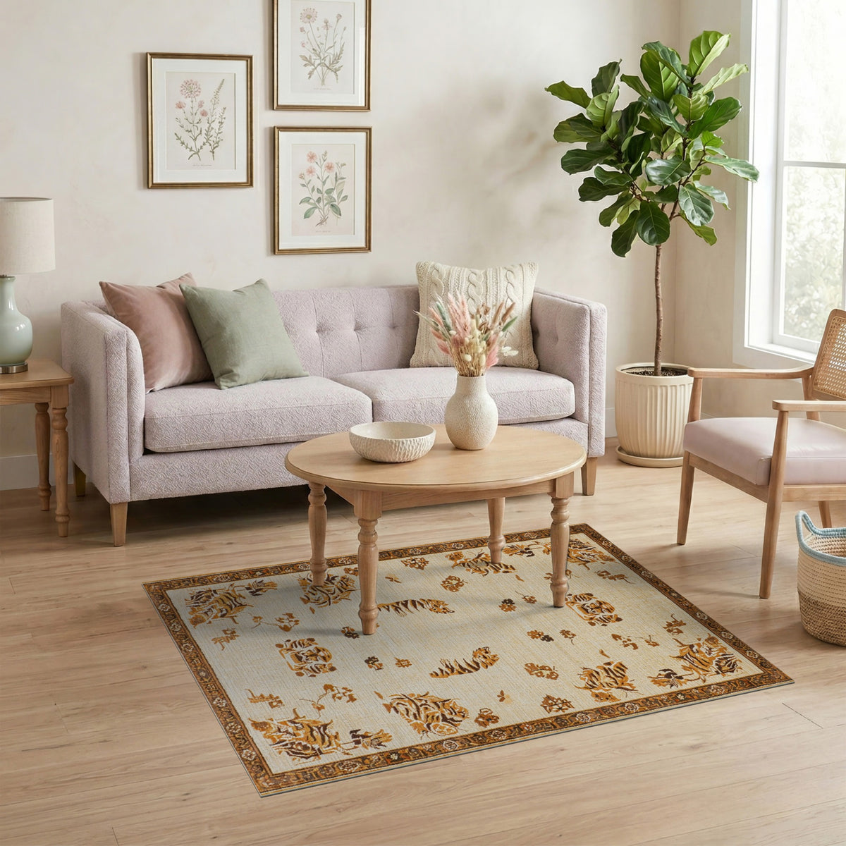 Brown and Tan Brown Tiger Heritage Area Rug