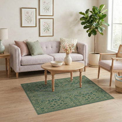 Green Traditional Persian Green Area Rug