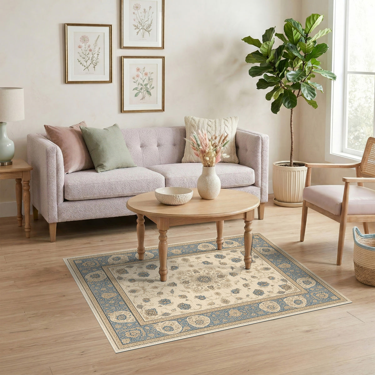 Blue and Teal Traditional Persian Blue Floral Persian Area Rug
