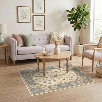 Blue and Teal Traditional Persian Blue Floral Persian Area Rug