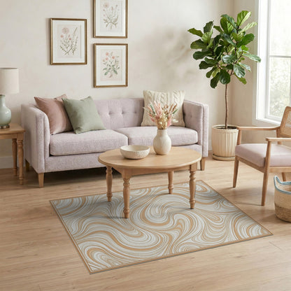 Beige Abstract Swirl No. 4 Area Rug