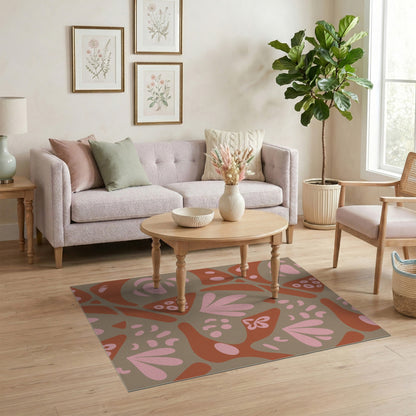 Abstract Brown Tan Area Rug