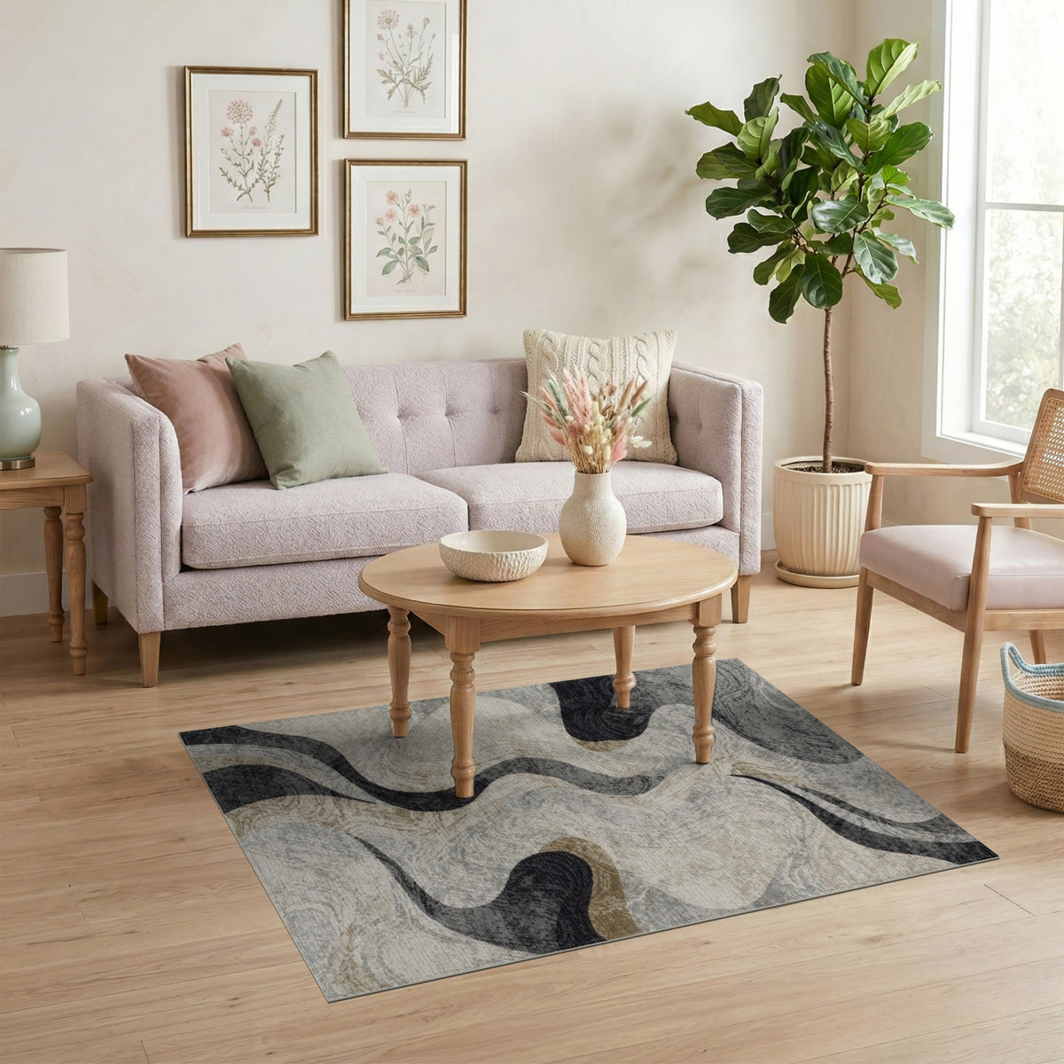 Abstract Swirl Grey Area Rug