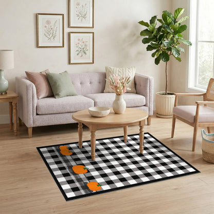 Black White Checkered Pumpkin Area Rug