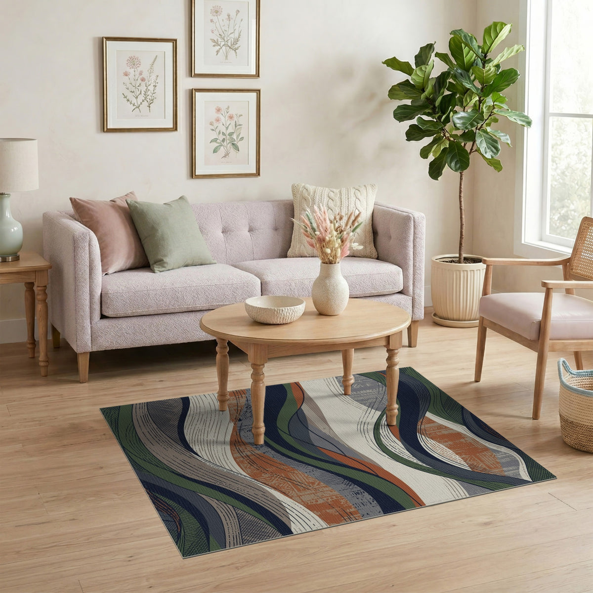 Flowing Waves Abstract Area Rug