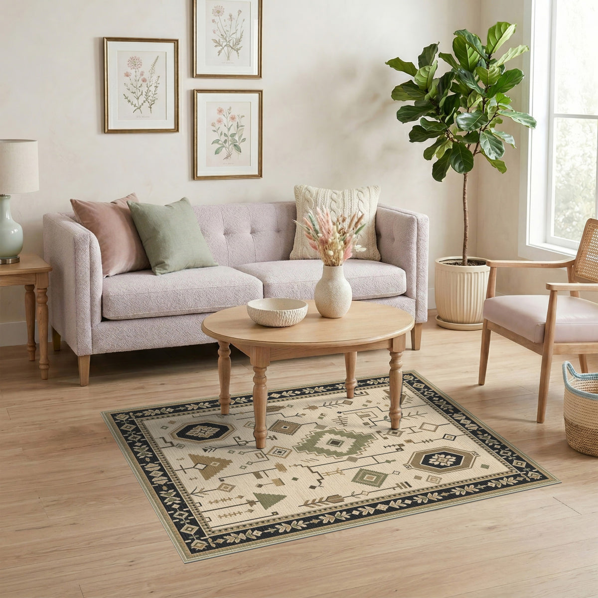 Heritage Tribal Beige Geometric Beige and Neutral Area Rug