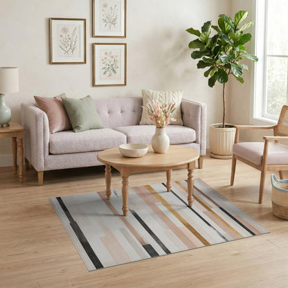 Abstract Beige Stripe Area Rug