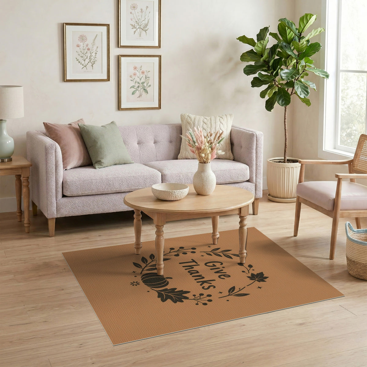 Give Thanks Pumpkin Wreath Area Rug