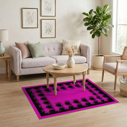Pink Buffalo Check Geometric Area Rug