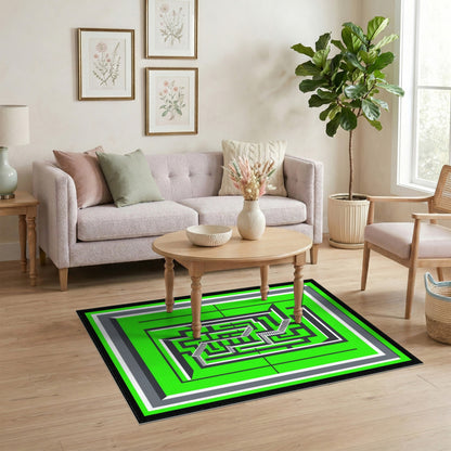 Green Geometric Modern Green Geometric Maze Area Rug