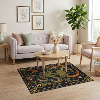Mystic Skull Serpent Washable Area Rug