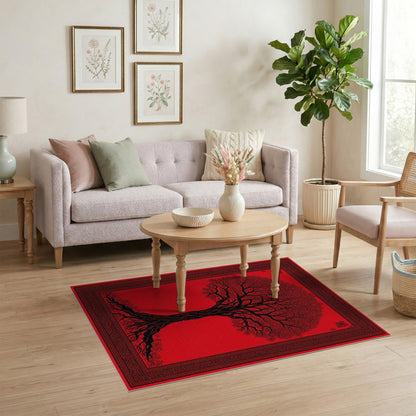 Red Tree of Life Area Rug