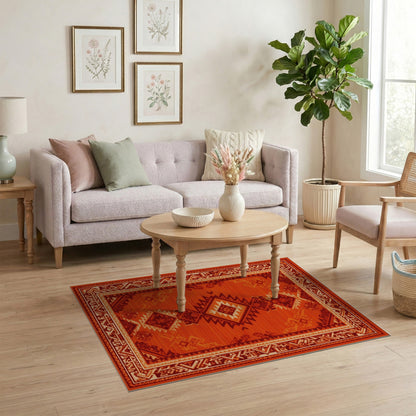 Bold Red Southwestern Area Rug