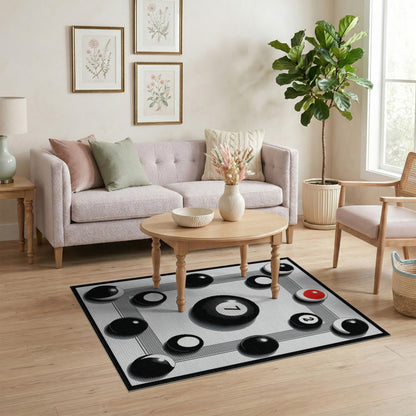 ODIKA Black White Geometric Circle Area Rug