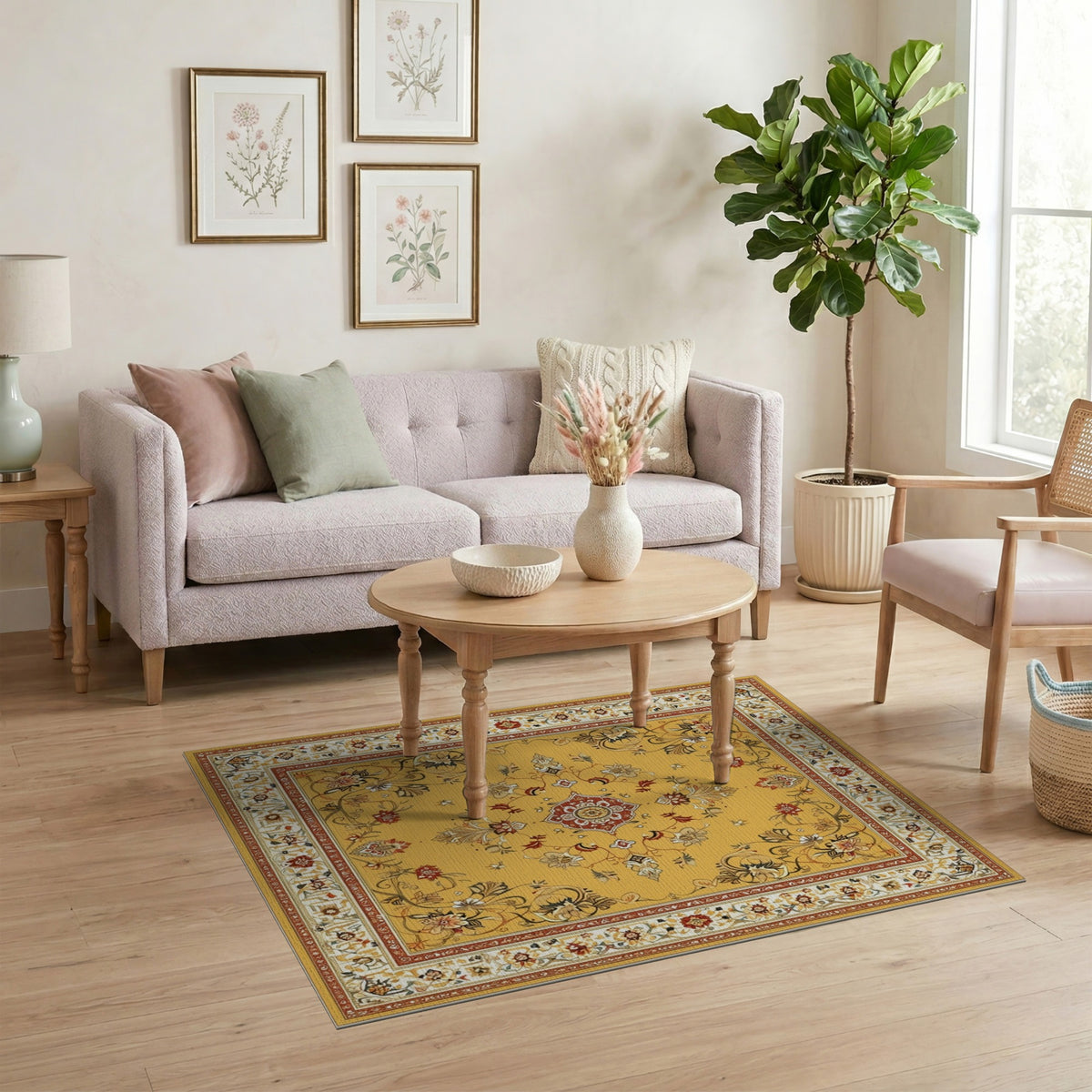 Yellow Floral Vintage No. 28 Area Rug