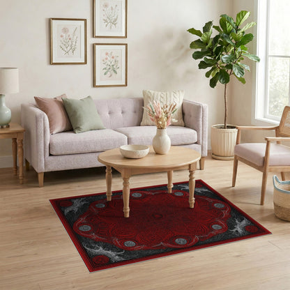 Red Ornate Medallion Persian Traditional Persian Area Rug