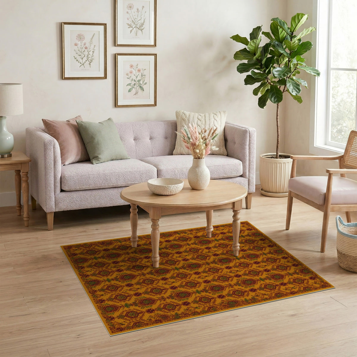 Orange Southwestern Hexagon Area Rug