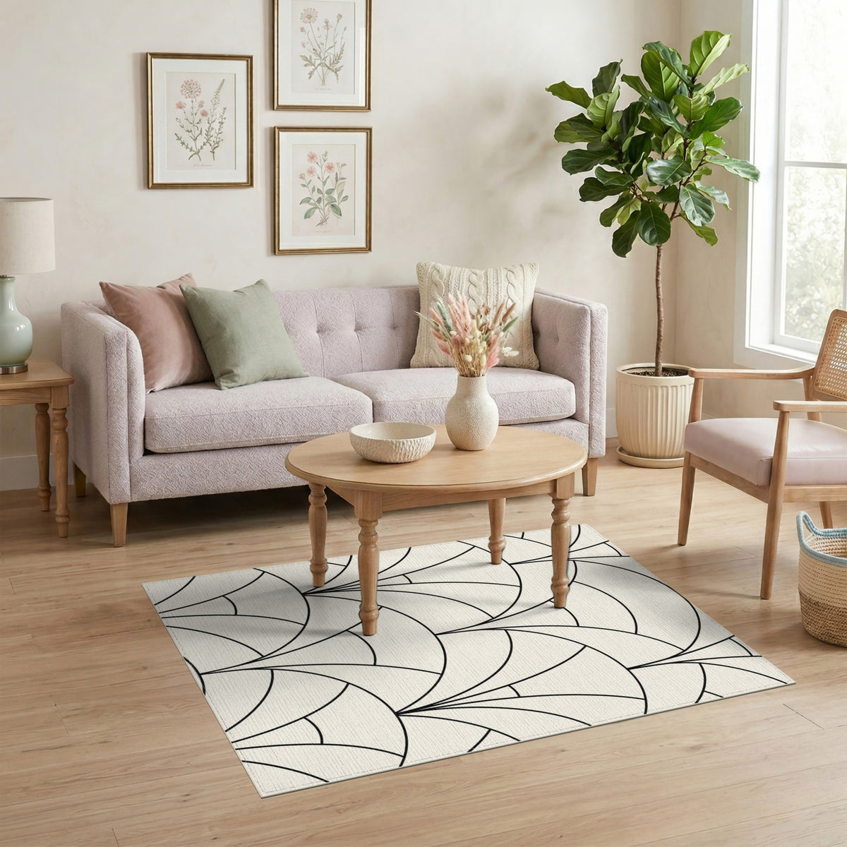 Black and White Geometric Modern Black Geometric Arch Area Rug