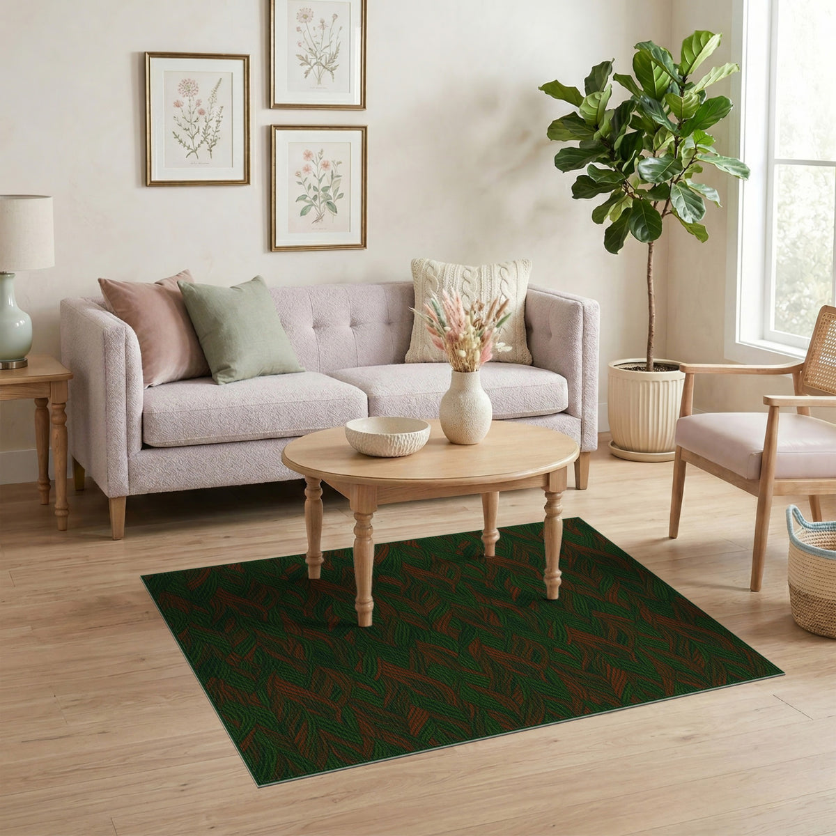 Geometric Modern Green Wavy Geometric Area Rug