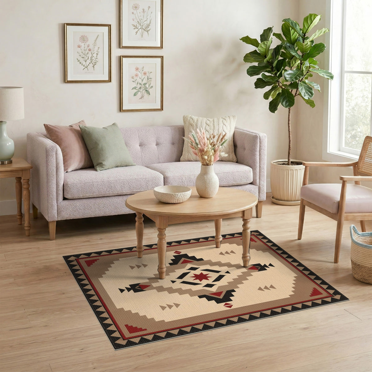Southwestern Geometric Brown Tan No. 2 Area Rug