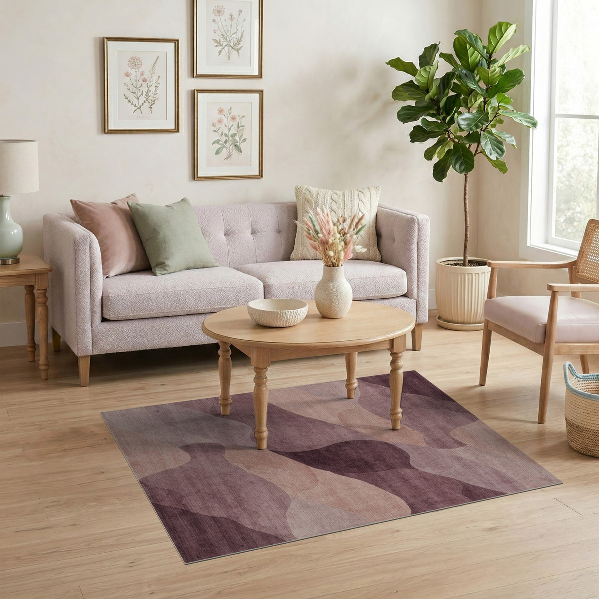 ODIKA Purple Abstract Wave Area Rug