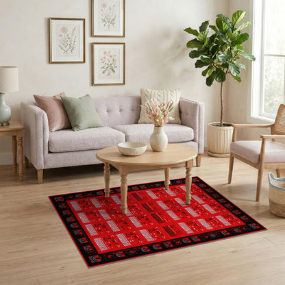 Red Retro Arcade Joystick Area Rug