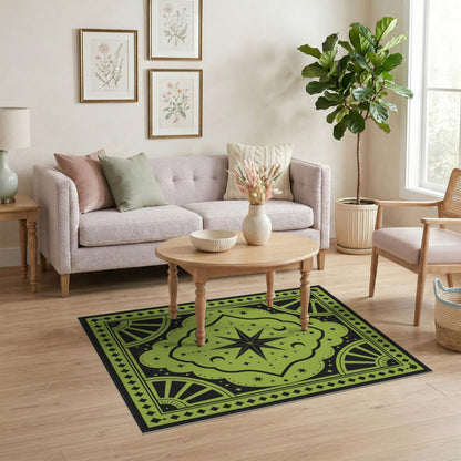 Green Geometric Modern Green Celestial Star Area Rug