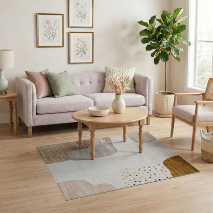 Abstract Neutral Beige Area Rug