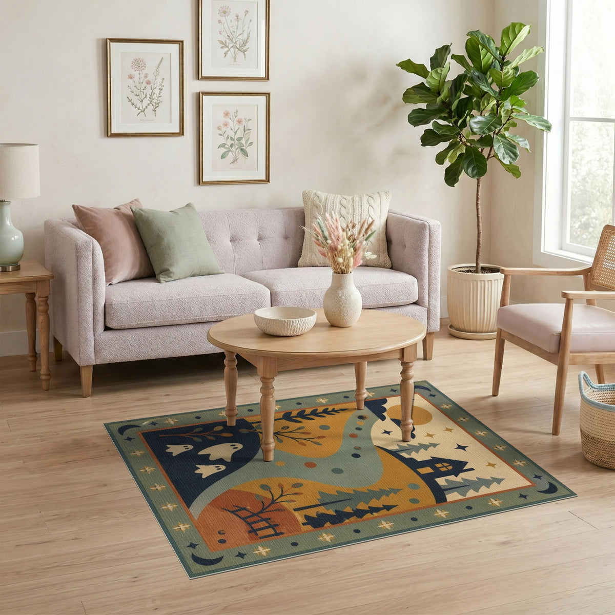 Whimsical Ghost Landscape Kids Area Rug
