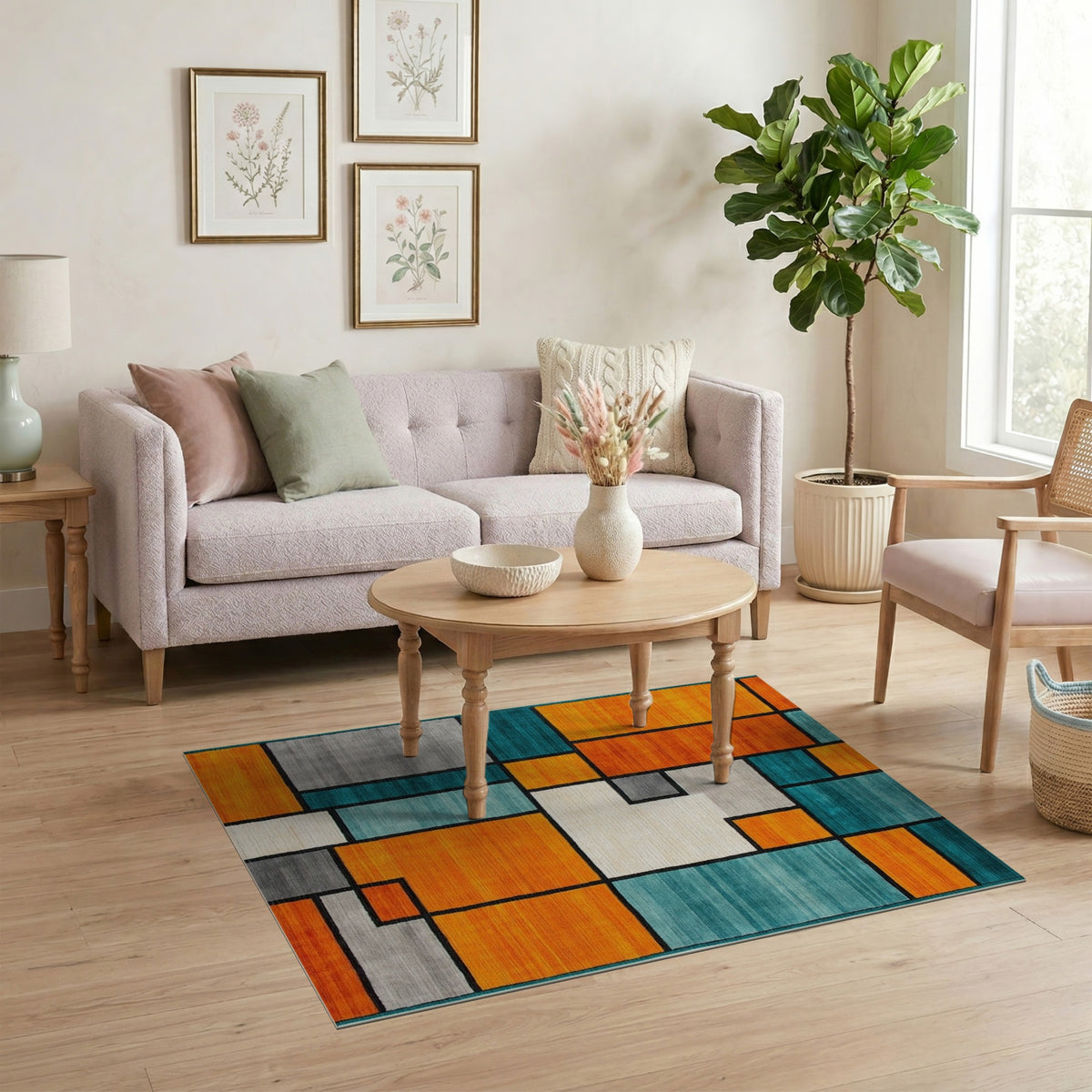 Bold Geometric Multi-Color Area Rug
