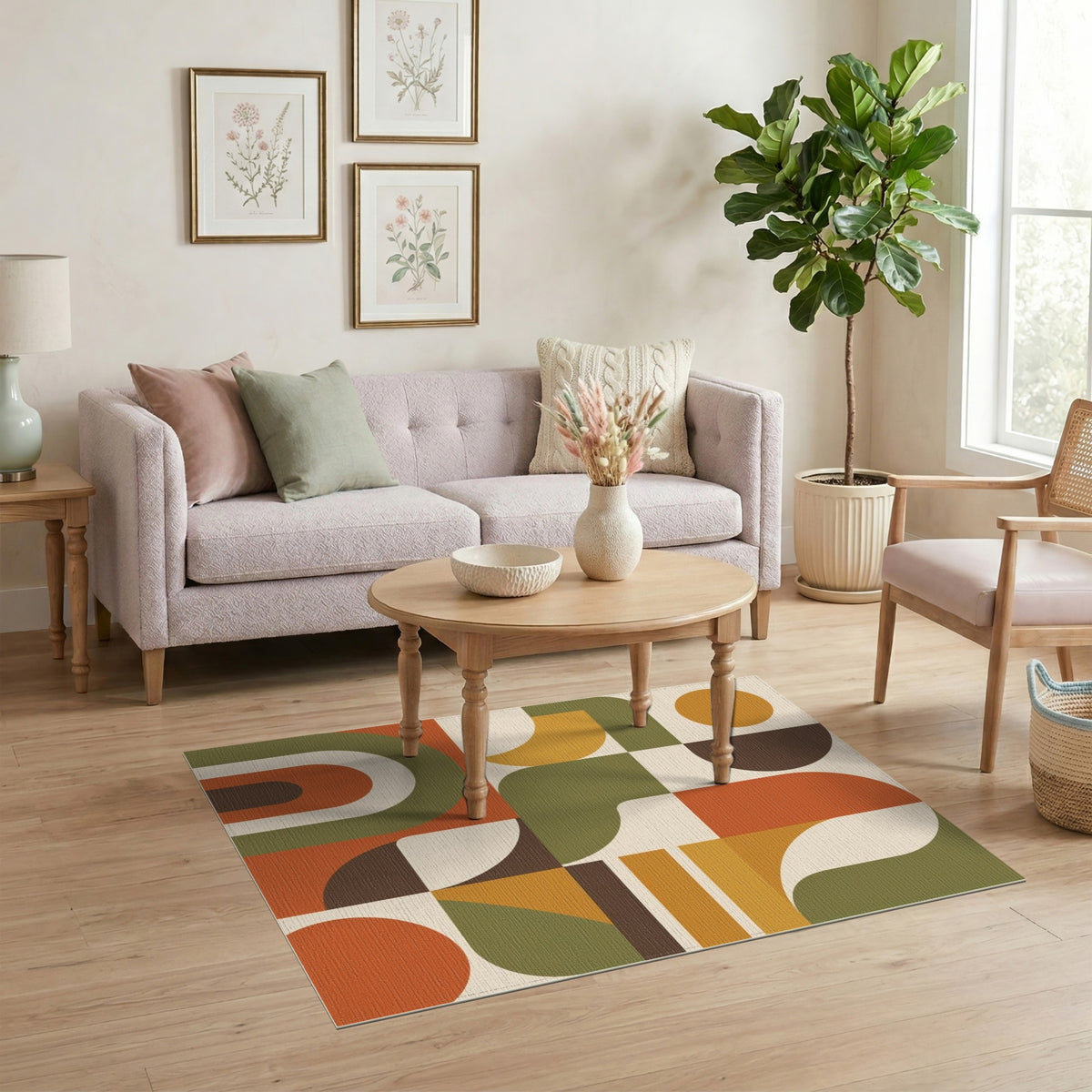 Bold Geometric Area Rug in Earth Tones