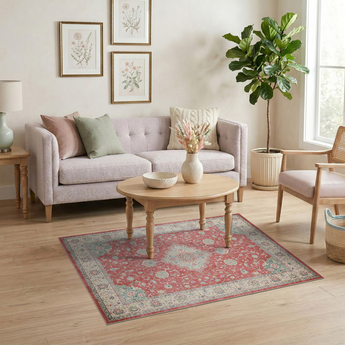 Red Persian Floral Medallion No. 26 Area Rug