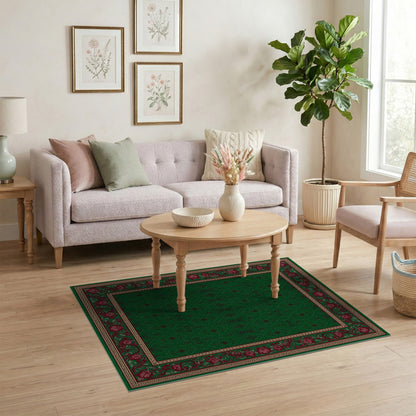 Green Traditional Persian Floral Area Rug