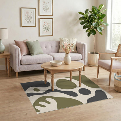 Olive Green Organic Abstract Area Rug