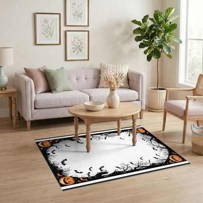 Spooky Halloween Pumpkins and Bats Area Rug