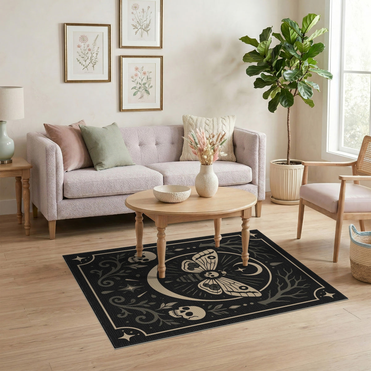 Gothic Moth Skull Area Rug