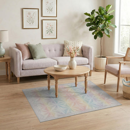 Pastel Rainbow Geometric Starburst Area Rug